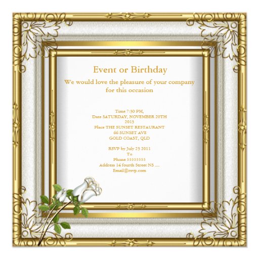 50th Anniversary Wedding White Rose Gold Elegant Announcement