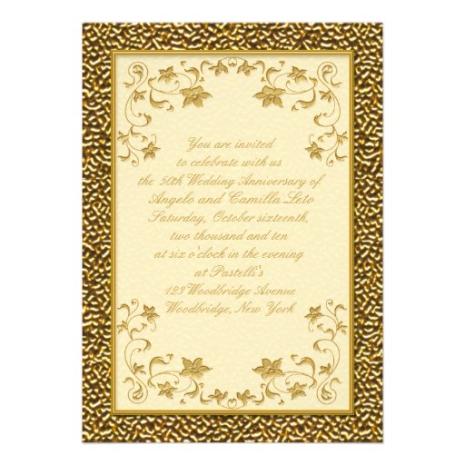 50th Anniversary with Gold Heart Invitation