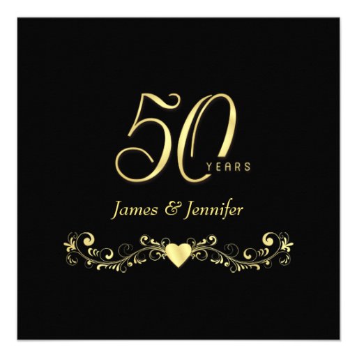 50th Annniversary Party Elegant Heart Invitations
