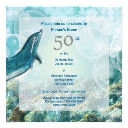 50th beach tropical birthday party invitations