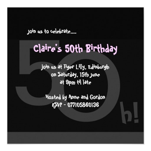50th Big 5Oh! Photo Template Birthday Party -Pink Personalized Invitations