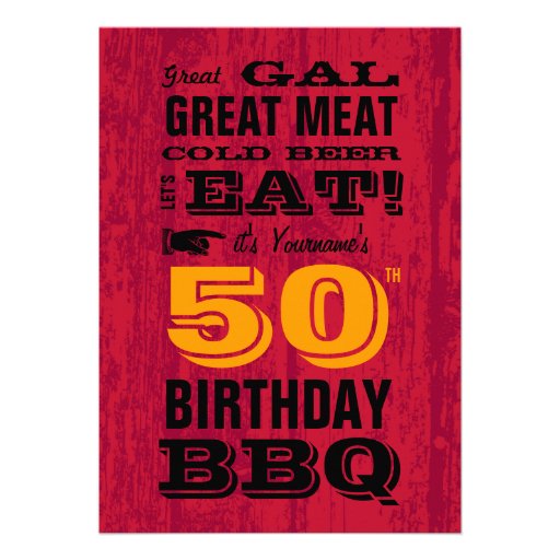 50th Birthday BBQ Grill Out Custom Announcements