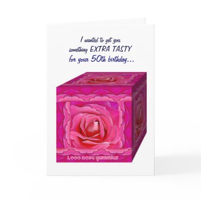 50th BIrthday Card - Rose Gift Box - FUNNY by JaclinArt