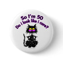 50th Birthday Cat Gifts buttons