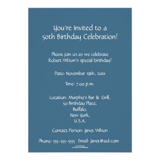 50th Birthday Celebration-Ocean/Male Custom Announcements