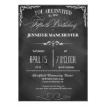 50th Birthday Chalkboard Typography Party Invite invitations