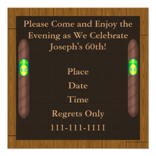 50TH  Birthday CIGAR  Invitations WOOD FRAME