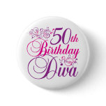 50th Birthday Diva Pins