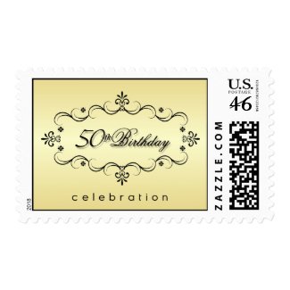 50th Birthday - Elegant Party Invitation Postage stamp