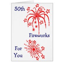 "50th BIRTHDAY" FIREWORKS Greeting Card