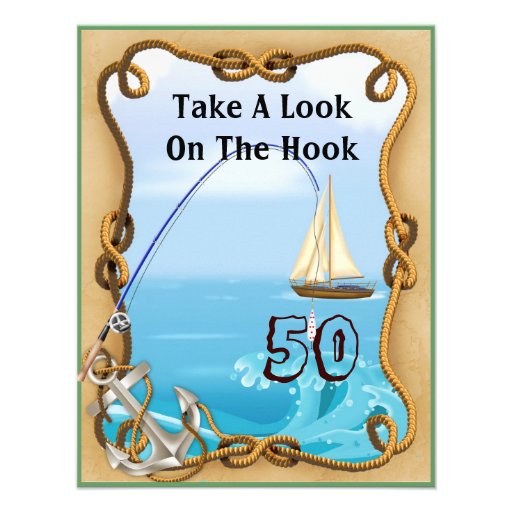 50th Birthday Fishing Invitations for MEN