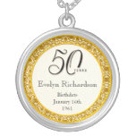 50th Birthday Gift - Vintage Gold Lace Pendant