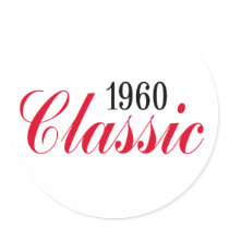 50th birthday gifts, 1960 Classic! Round Sticker
