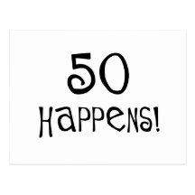 50th birthday gifts, 50 Happens! Postcards