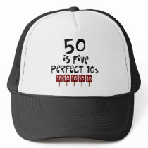 50th birthday gifts, 50 is 5 perfect 10s! hats