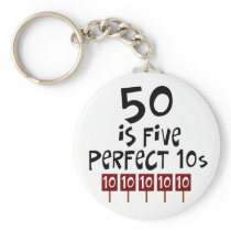 50th birthday gifts, 50 is 5 perfect 10s! keychains