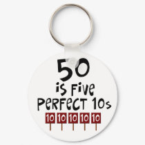 50th birthday gifts, 50 is 5 perfect 10s! keychains by 50thbirthdaygifts_ 50th birthday gifts, 50 is 5 perfect 10s! keychains