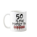 50th birthday gifts, 50 is 5 perfect 10s! mugs