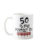 50th birthday gifts, 50 is 5 perfect 10s! mugs