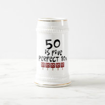 50th birthday gifts, 50 is 5 perfect 10s! mugs