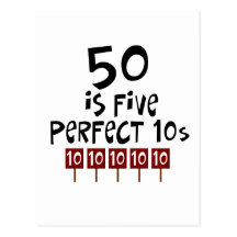 50th birthday gifts, 50 is 5 perfect 10s! post cards
