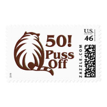 50th Birthday Gifts, 50 Puss Off! Stamp