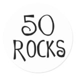 50th birthday gifts, 50 ROCKS Round Sticker