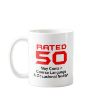 50th Birthday Gifts, Rated 50! mugs