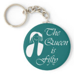 50th birthday gifts, The Queen is 50 - portrait Key Chain
