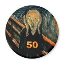 50th Birthday Gifts, The Scream 50! Fridge Magnets