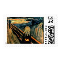 50th Birthday Gifts, The Scream 50! Postage Stamp