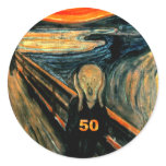 50th Birthday Gifts, The Scream 50! Round Sticker