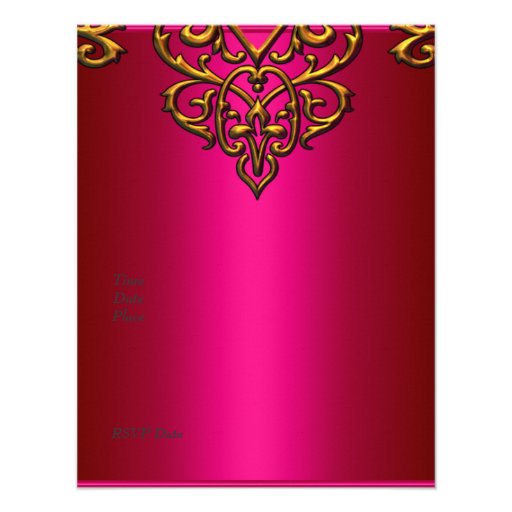 50th Birthday Gold Overlay on Rich Pink Personalized Announcements