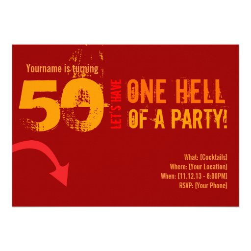 50th Birthday - Hell of a Party Personalized Invitations
