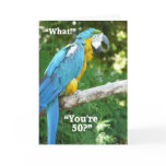 50th Birthday Humor-Blue Parrot cards
