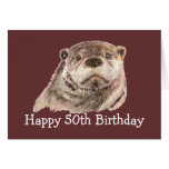 50th Birthday Humor with Cute Watercolor Otter Card