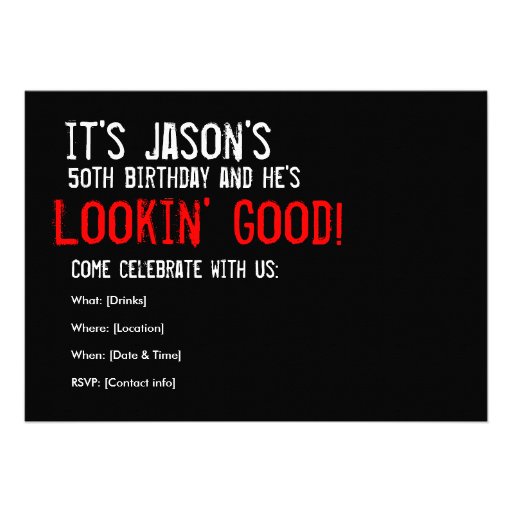 50th Birthday Invitation - A Ten (times 5!)