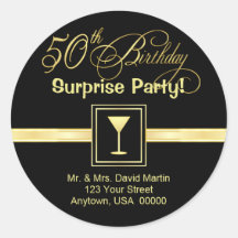 50th Birthday Invitations - Return Address Labels Stickers