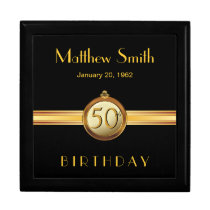 50th Birthday Mens Elegant Gold Black Gift Box
