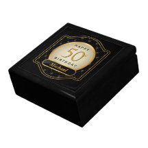 50th Birthday Mens Regency Gold Black Gift Box