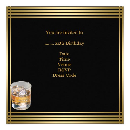 50th Birthday Mens Sepia Gold Cold Drinks Man Custom Announcements