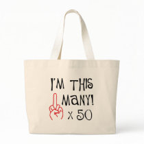 50th birthday Middle Finger Salute Canvas Bags