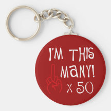 50th birthday Middle Finger Salute Keychain