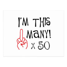 50th birthday Middle Finger Salute Post Cards
