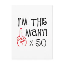 50th birthday Middle Finger Salute Post Card