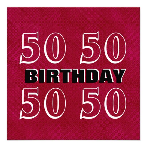 50th Birthday Modern Red Silver Black C947 Personalized Invitation