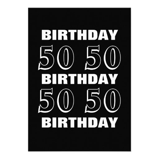 50th Birthday Part Modern Red Silver Black W1792 Personalized Invitations