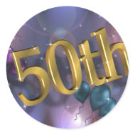 50th Birthday party celebration sticker