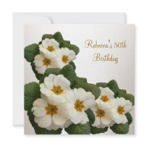 50th Birthday Party Elegant Green White Flowers Invitations