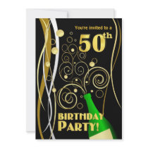 50th Birthday Party - Fun and Festive Champagne invitations